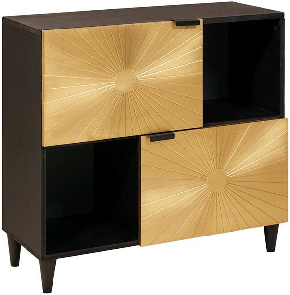 vidaXL Seitenschrank mit Regal Schwarz und Gold 80 x 33,5 x 75 cm 4017855