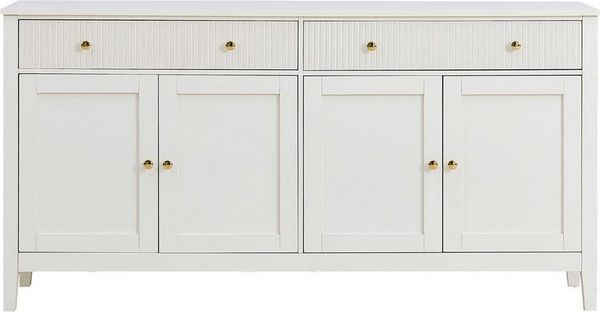 BlingBin Sideboard Wohnzimmerschrank Anrichte Esszimmerschrank (großzügigem Stauraum, 1 St, mit 2 Schubladen und 4 Türen,goldenen Griffen), weiß,160x40x82,5cm,für Küche, Esszimmer & Wohnzimmer Bild 3