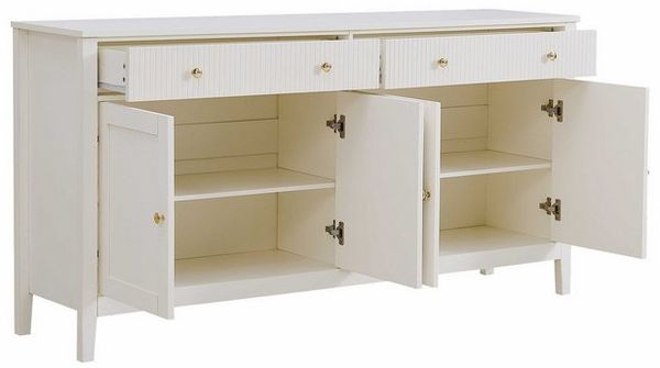 BlingBin Sideboard Wohnzimmerschrank Anrichte Esszimmerschrank (großzügigem Stauraum, 1 St, mit 2 Schubladen und 4 Türen,goldenen Griffen), weiß,160x40x82,5cm,für Küche, Esszimmer & Wohnzimmer Bild 4