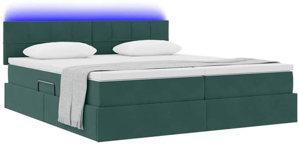 vidaXL Bett mit LED-Lichtleisten Dunkelgrün 180 x 200 cm Samt 3371612 Bild 3