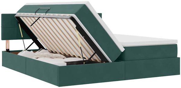vidaXL Bett mit LED-Lichtleisten Dunkelgrün 180 x 200 cm Samt 3371612 Bild 8