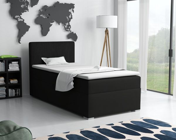 Deine Möbel 24 Boxspringbett DON Boxbett Einzelbett Polsterbett Jugendbett (Beige Hellgrau Grau Anthrazit Schwarz, 3-St, Set), 90x200 100x200 Velours Cord