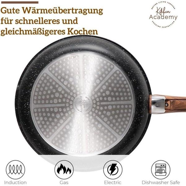 Kitchen Academy 10tlg Topfset Pfannenset Glasdeckel Marmorbeschichtung Antihaft Bild 3