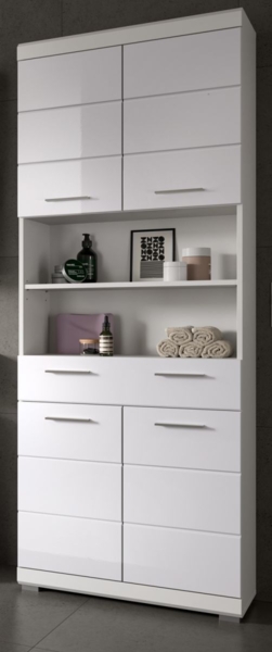 Badezimmer Hochschrank Shawn in weiß Hochglanz 74 x 191 cm