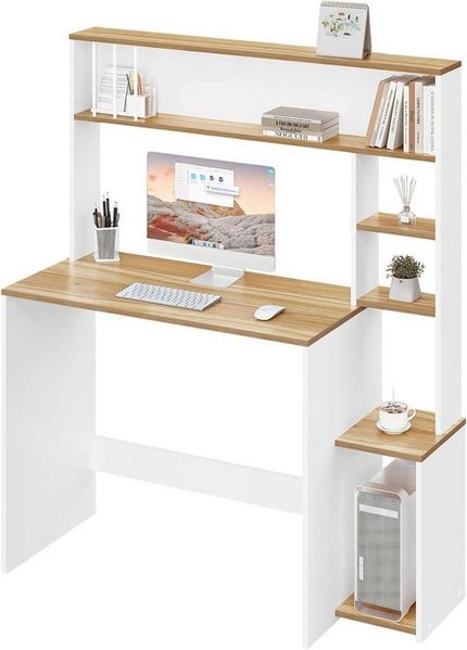 EUGAD Schreibtisch (1-St), Computertisch, 5-stufiges Bücherregal, mit Stauraum
