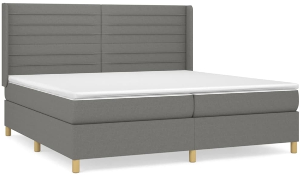 vidaXL Boxspringbett mit Matratze Stoff Dunkelgrau 200x200 cm, Härtegrad: H2 [3132098]