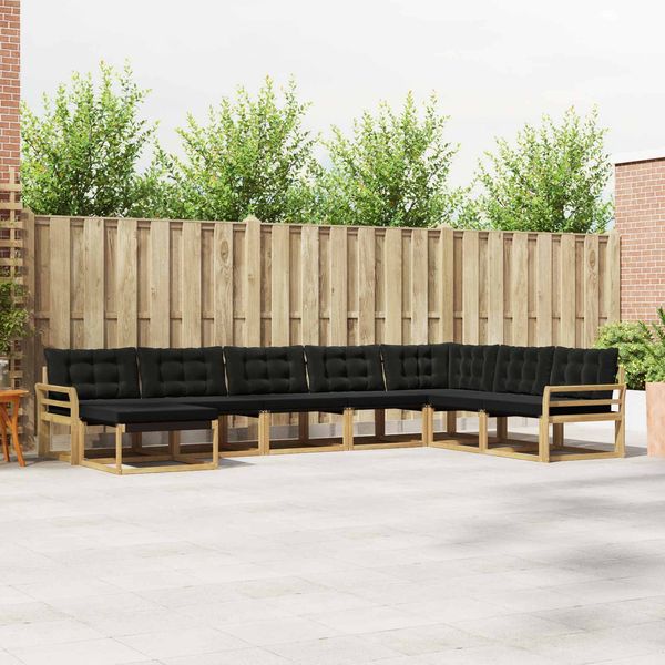 vidaXL Outdoor-Sofagarnitur mit Kissen 8 pcs Weiß und Schwarz 3388974