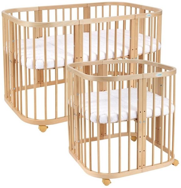 Waldin Kombibett – W2 7-in-1 – Natur Braun - Material: massiv Buchenholz - Babypark. de