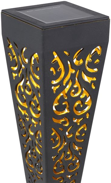 Solarlampen 6er Set mit Erdspieß, Dekostanzungen Schwarz Gold, H. 33cm Bild 5