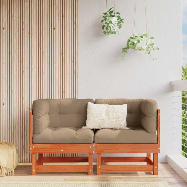 vidaXL 2 Stück Gartenecksofa Massives Kiefernholz Wachsbraun 865406