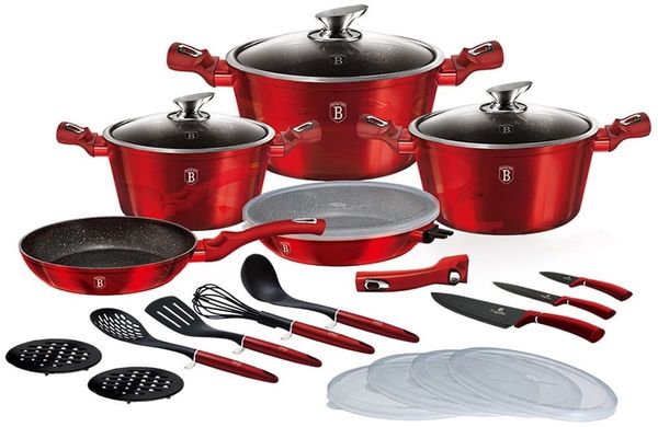 Berlinger Haus Kochen Berlinger Haus Topfset 22 Ele. Metallic Burgundy BH7180