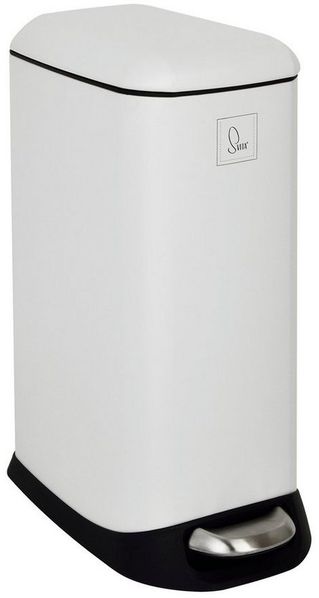 SVITA Mülleimer TS12, Treteimer, 12L, Softclose-Funktion, Stahl pulverbeschichtet, Weiß