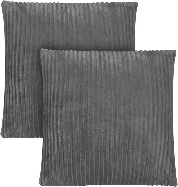 Aspero Dekokissen 2 Kissenbezüge aus Streifen-Flanell 45 x 45 cm, Dekokissen in Samtoptik aus hautsymphatischem Material
