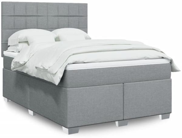 vidaXL Boxspringbett mit Matratze Hellgrau 140x190 cm Stoff 3290483