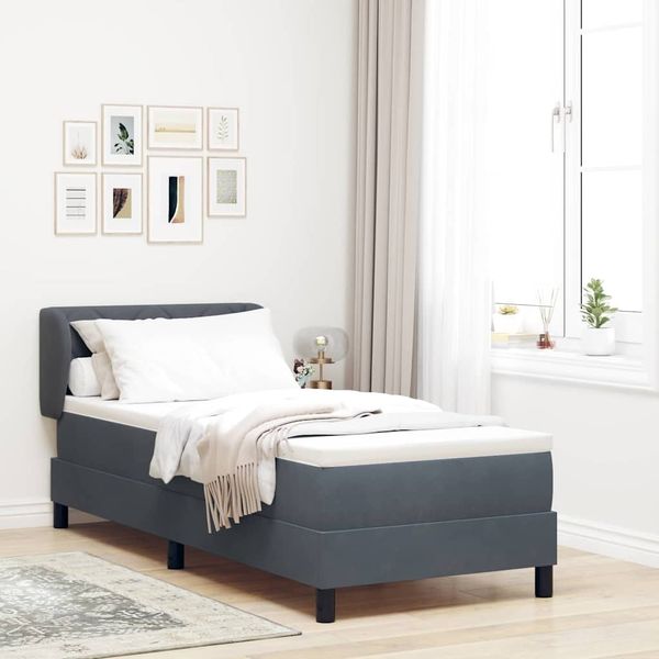 vidaXL Boxspringbett mit Kopfteil Dunkelgrau 80 x 200 cm Samt 3340413