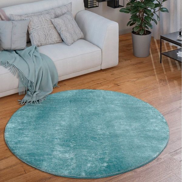 Paco Home Teppich Cadiz 630, rund, Höhe: 14 mm, Kurzflor, Uni-Farben, besonders weich, waschbar, Wohnzimmer