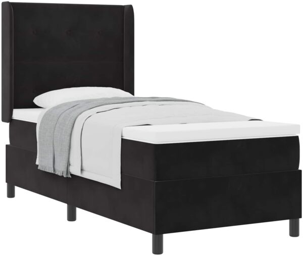 vidaXL Boxspringbett mit Matratze Schwarz 90 x 200 cm Samt 3341992