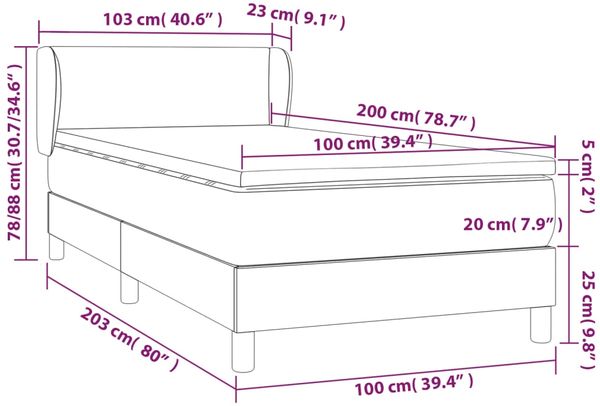 Einzelbett, Polsterbett mit Matratze Samt Dunkelgrau 100x200 cm Bild 7