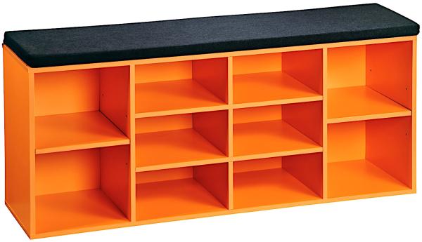 KESPER Schuhschrank / Sitzbank 15985-13 in orange mit Sitzkissen / Flurregal