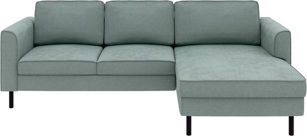 Home affaire Ecksofa Booster II, whlw. mit Schlaffunktion & Bettkasten, Fuß schwarz, Recamiere beidseitig montierbar,L-Form, in Cord & Struktur LEO o. LINO
