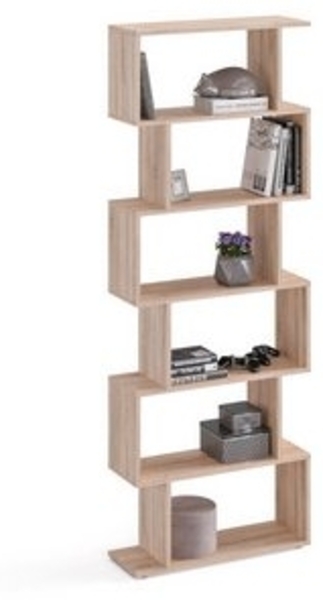 KOMTO Bücherregal Shelf 190 New Raumteiler Regal Standregal Holz und Hoch mit 6 Ebenen, S-Förmiges Modern Hochregal Aktenregal Büroregal 191x70x24 cm Bild 6