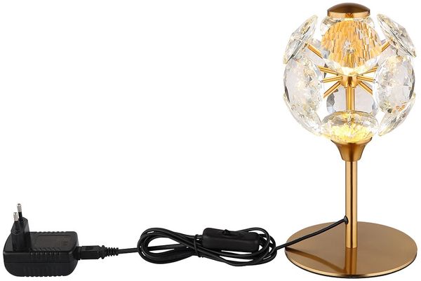 LED Tischleuchte, gold, Kristalle klar, H 26,5 cm Bild 5