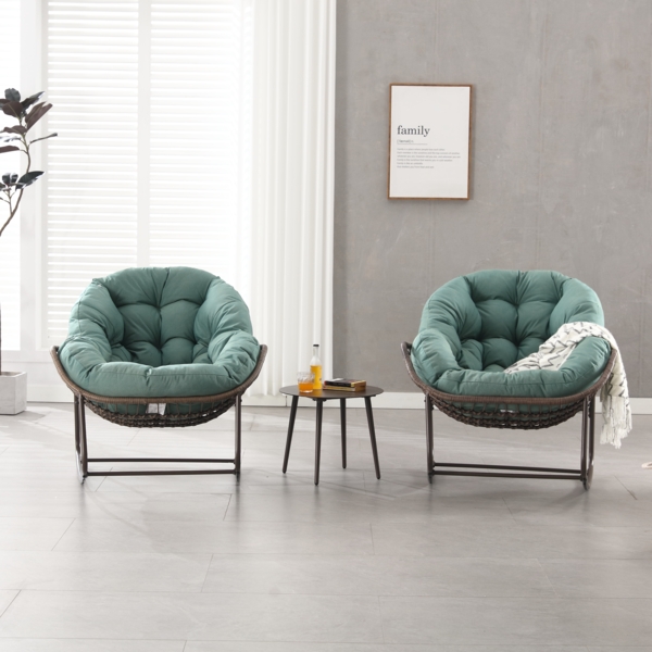 LVHOM Schaukelstuhl mit gepolstertem Kissen, Rattanstuhl mit Stahlrahmen, Lounge Sessel, Schaukelsessel, 2 St, für Balkon/Garten/Wohnzimmer/Schlafzimmer Bild 9