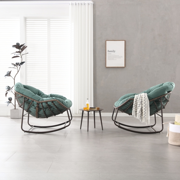 LVHOM Schaukelstuhl mit gepolstertem Kissen, Rattanstuhl mit Stahlrahmen, Lounge Sessel, Schaukelsessel, 2 St, für Balkon/Garten/Wohnzimmer/Schlafzimmer Bild 10