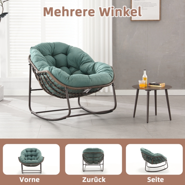 LVHOM Schaukelstuhl mit gepolstertem Kissen, Rattanstuhl mit Stahlrahmen, Lounge Sessel, Schaukelsessel, 2 St, für Balkon/Garten/Wohnzimmer/Schlafzimmer Bild 7