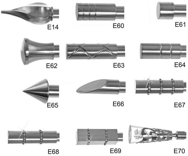 BASIT Gardinenstange Edelstahloptik 19mm mit Deckenträgern 120 cm E62, Ø 19 mm, 2-läufig, verschraubt, Metall, D28 120 cm E62 Knauf