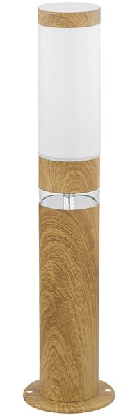 LED Sockellampe, Deko-Licht, Edelstahl, Holz-Optik, H 50 cm