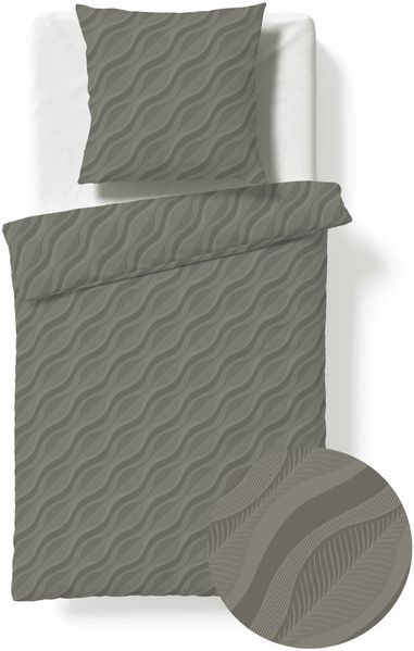 Fleuresse Jacquard Bettwäsche uni 155x220 Wellen steingrau 454607-9039 Bild 2