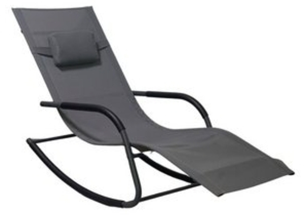 Spetebo Gartenliege Garten Schaukel Liege mit Kopfkissen 147 x 63 cm, Stück, 1 St, Liege, anthrazit - Wetterfeste Relax Sonnenliege Bild 5