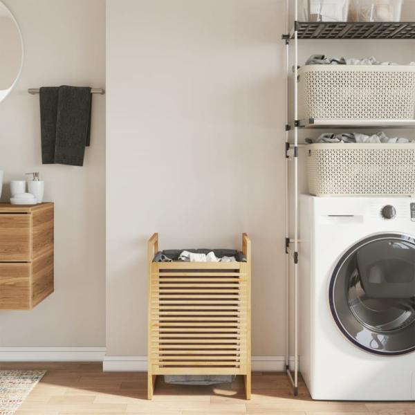 vidaXL Wäschekorb mit Innentasche in Grau 32x30x36,5 cm Bambus 373366