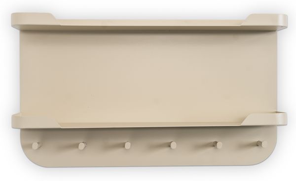 Garderobenleiste >Jil 2< 6 Haken, 2 Ablagen, cremeweiß, Metall - 70x40x12cm (BxHxT)