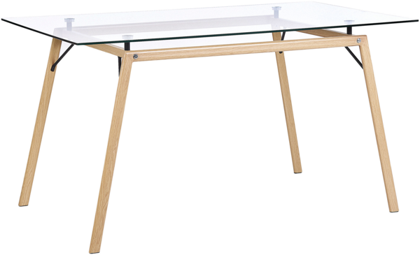 Esstisch Glas transparent / heller Holzfarbton 140x80 cm KAMINA