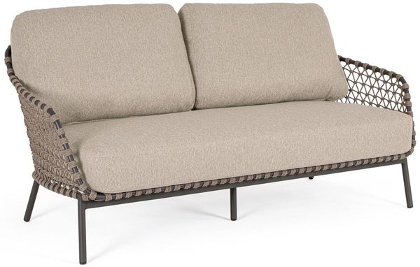 Gartensofa Assivali aus Metall, modernes Design, gepolstert, anthrazit, abnehmbarer Bezug