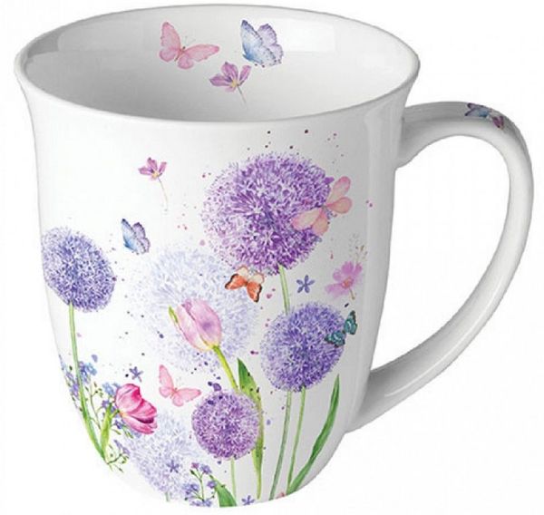 Ambiente Luxury Paper Products Becher Blumen, Pflanzen, Pfingstrosen, Rosen, Mug Tee/Kaffee Tasse, 1-tlg, Porzellan Tasse ca 400ml, Blumen, Pflanzen, Schmetterlinge, Allium, Tulpen, Blumen, Wiese Motiv, Sommmer/Frühling Motive - Ideal Als Geschenk