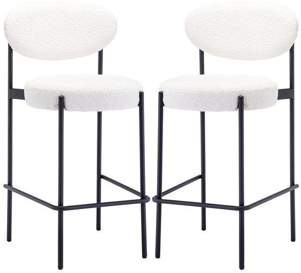WAHSON OFFICE CHAIRS Barhocker 2er Set, Teddystoff mit Metallbeine Moderner Küchenhocker Thekenhocker (2 St)