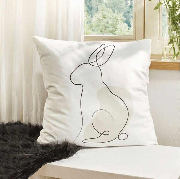 Home-trends24. de Kissenhülle Hase Modern Ostern Deko Kissen Hülle Weiß 45x45 cm