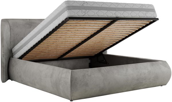 Polsterbett mit Lattenrost, Doppelbett Bettkasten, Bettgestell mit Gasdruckfeder - CAELA CLASSIC - 200 x 200 cm - Hellgrau Velvet Bild 6