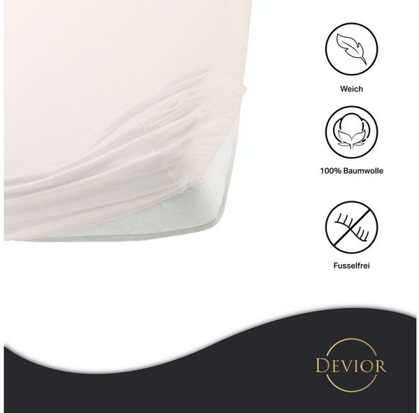 Devior Spannbettlaken für Topper bis 10cm Höhe, aus 100% atmungsaktiver Baumwolle 135 g/m², Jersey, Gummizug: Rundumgummizug, Bettlaken für Topper und dünne Matratzen - extra weniger Stoff Bild 2