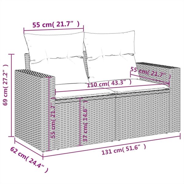 vidaXL 10-tlg. Garten-Sofagarnitur mit Kissen Schwarz Poly Rattan 3219497 Bild 9