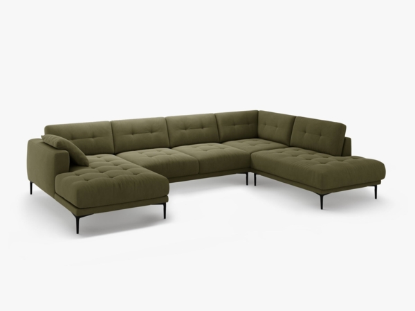 Micadoni Panorama Ecksofa Bemy 7-Sitzer Rechts Samt Grün Bild 2