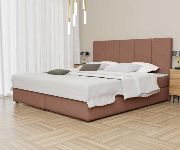 Boxspringbett Schlafzimmerbett ELICIO 160x220cm Stoff Apricot inkl. Bettkasten