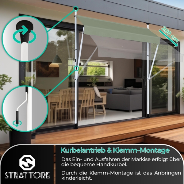 Strattore Klemmmarkise / Balkonmarkise Sonnenschutz 300 cm - Matcha Grün