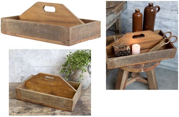 Holzkiste Tablett mit Henkel aus Altholz Holz Chic Antique 41571-00