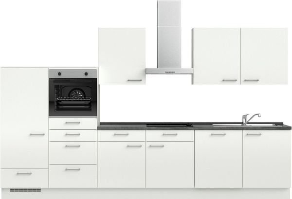 nobilia® Küchenzeile "Laser I", NEU: individuell anpassbar mit gratis Profi-Beratung, vormontiert, 360 cm breit, optional mit verschiedenen E‑Geräte-Sets