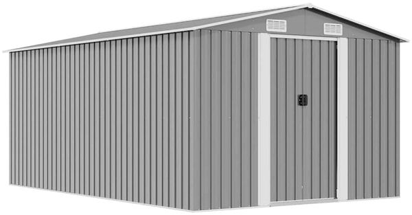 vidaXL Gerätehaus 257x392x181 cm Metall Grau 143345