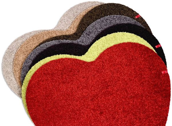 Keilbach Designprodukte Fußmatte amore-piccolo 55 x 55 cm, herzförmig, Höhe: 9 mm, waschbar, rutschfest, dünn, dichtgewoben, robust